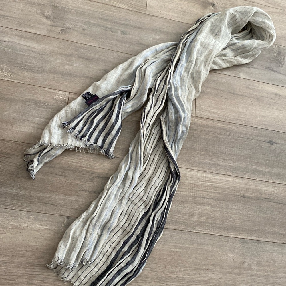 Paul Smith linen blend scarf grey silver stripe